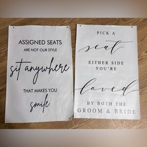 Wedding Seating Signs in Black and White